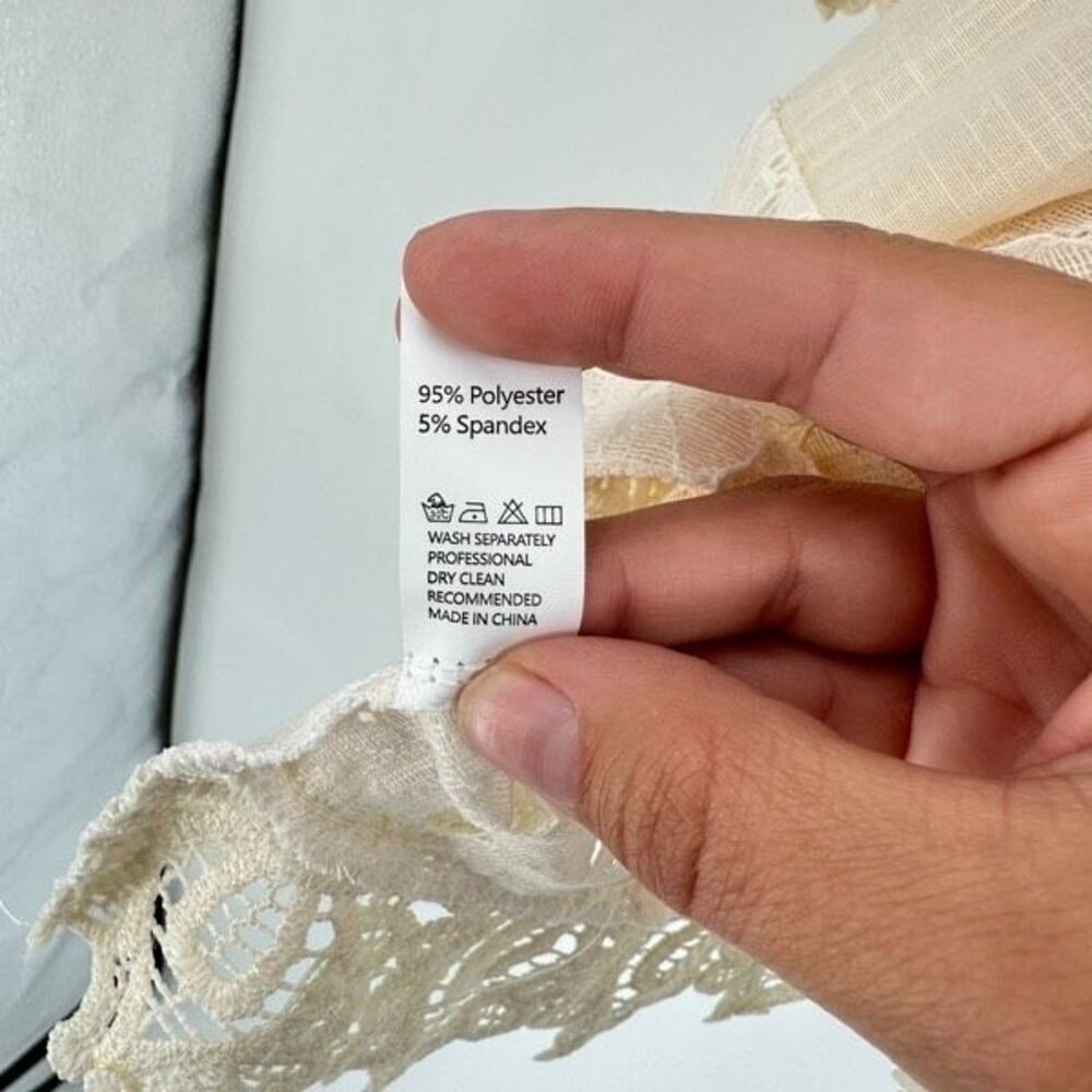 Boutique Women's‎ Embroidered Lace Trim Tie Front Peasant Blouse Cream Size 3XL - Picture 5 of 11